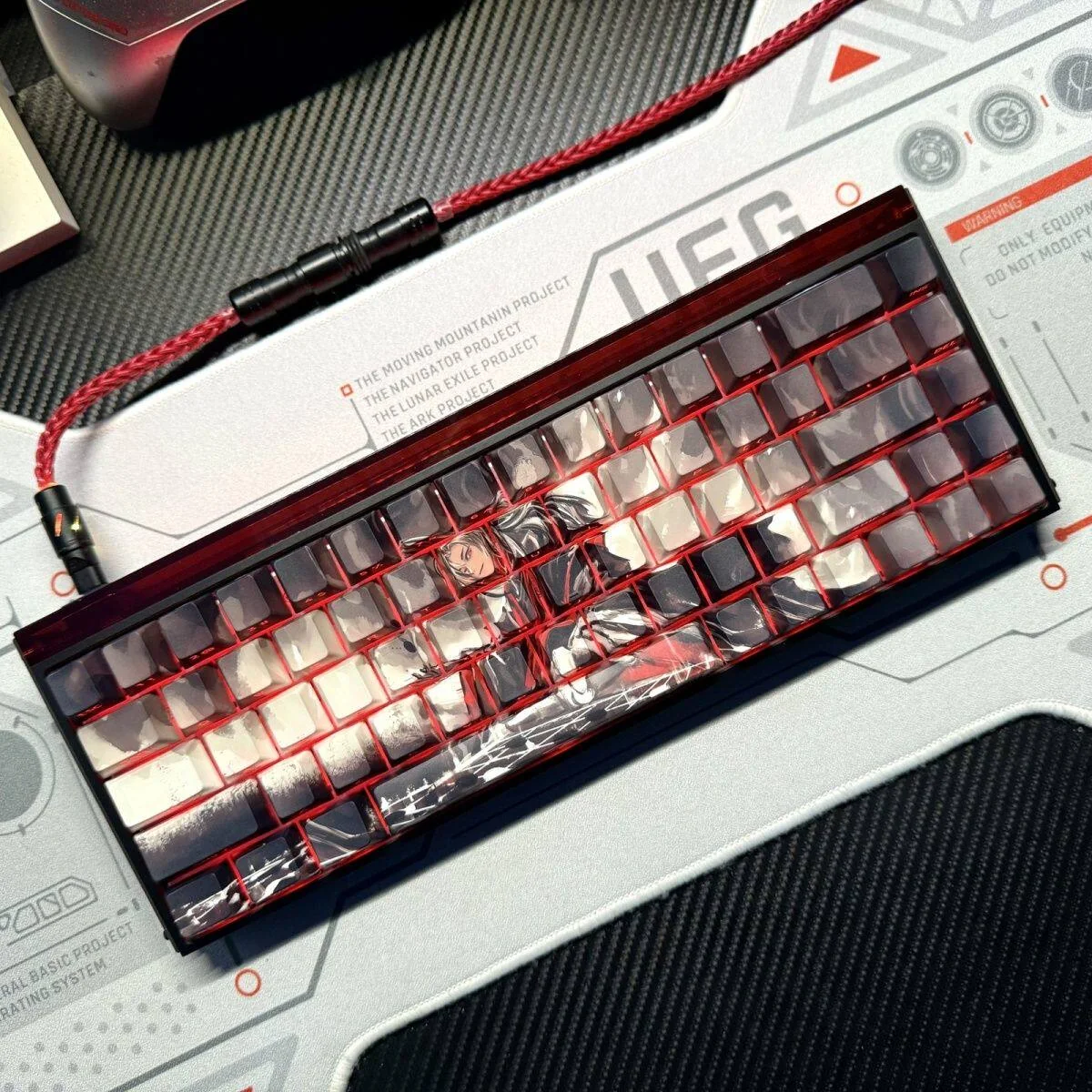 PBT Chess Keycaps set, multiple angles reveal monochromatic chessboard pattern. Subtle backlit side-printed legends provide premium, strategic aesthetic.