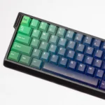 Future Gradient PBT Keycap Set: Premium PBT keycaps with stunning, dynamic gradients. Ergonomic comfort and vibrant artistry, diverse views.
