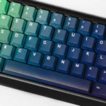Dynamic Future Gradient PBT Keycap Set, seen from multiple angles, highlighting its stunning, evolving color gradients and premium PBT material for elegant design.