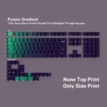 Future Gradient PBT Keycap Set, premium PBT keycaps in vibrant, dynamic gradients. Multiple artistic angles showcase ergonomic comfort.