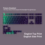 Future Gradient PBT Keycap Set: stunning dynamic gradients, premium PBT, and ergonomic comfort, beautifully presented from various artistic angles.
