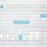 Ice Berry Pink Sky Blue PBT dye-sub keycap set, displaying its durable PBT construction and refreshing pastel hues from multiple artistic angles.