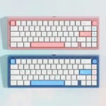 Artistic Ice Berry Pink Sky Blue PBT keycap set showcasing durable dye-sub legends and refreshing pastel hues for a serene keyboard aesthetic.