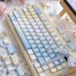 Serene 'Seven Parts Blue' PBT Dye-sub Keycaps Set, a premium set showcasing tranquil deep blue hues for a sophisticated keyboard aesthetic.