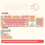 Charming Pochacco PBT dye-sub keycaps set, an MDA profile 122-key set with unique four-sided light transmission for playful keyboards.