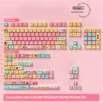 Charming Pochacco PBT dye-sub keycaps set, a full 158-key set in MDA profile, showcasing beloved puppy designs for a playful keyboard.