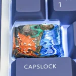 Handcrafted Hoenn Legendary Trio Pokemon keycap. Features vibrant, intricately sculpted Groudon, Kyogre, and Rayquaza artisan keycaps. Epic art.