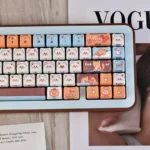 Whimsical Raccoon MAO PBT keycaps set, showcasing adorable raccoon illustrations from various angles. Features unique MAO profile and durable PBT texture.