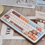 Adorable whimsical Raccoon MAO PBT keycaps set from various angles, featuring unique MAO profile and durable texture for MX compatible keyboards.