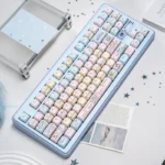 Playful Rat Convenience Store Keycaps set from a unique angle, showing charming miniature store elements and adorable rat characters in vivid detail.