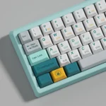 Multi-angle durable Retro Evolution Dye-Sublimated keycaps set, revealing crisp legends, vintage aesthetics, and a classic palette.