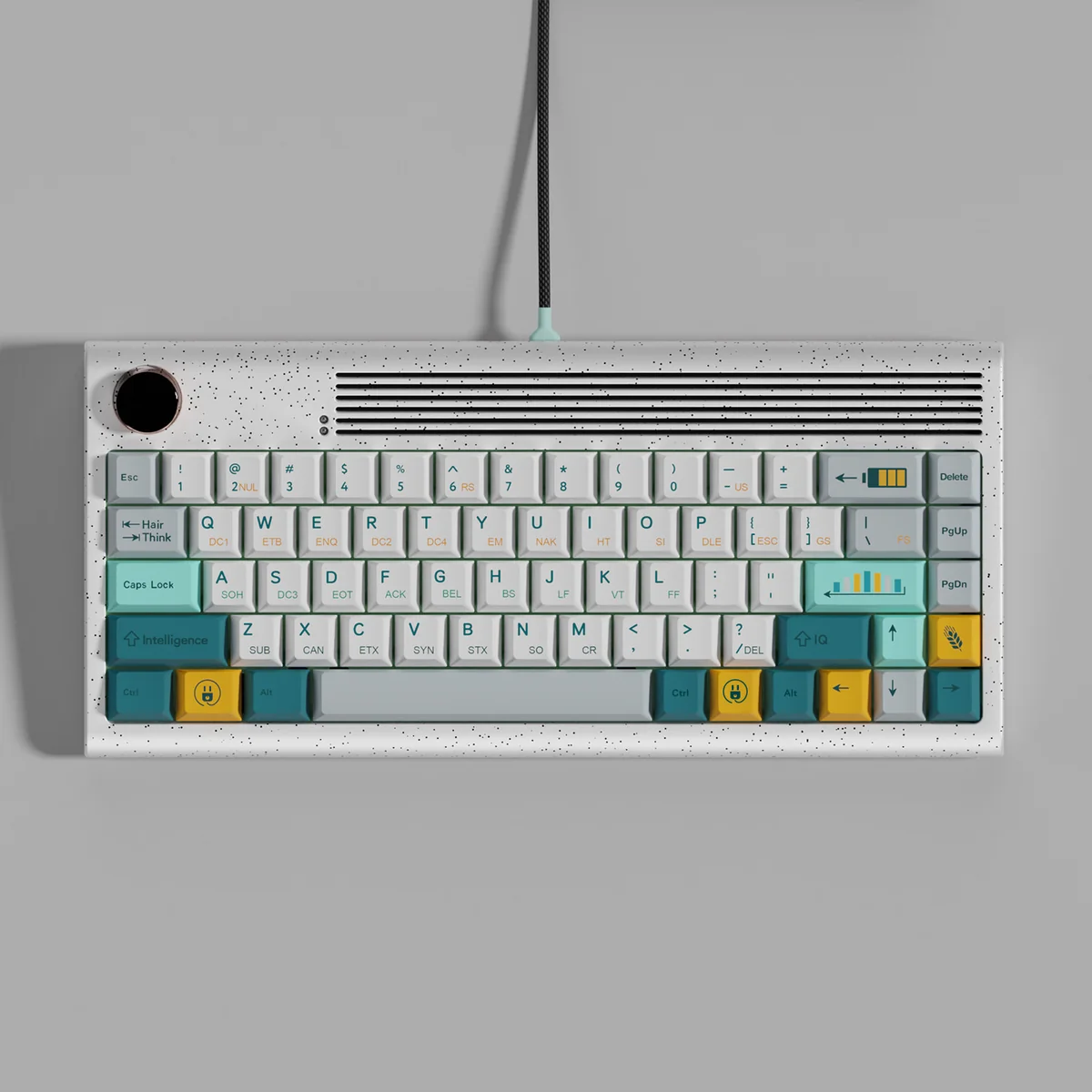 Retro Evolution Keycaps Set main display, showcasing durable dye-sublimated legends and a premium vintage-inspired aesthetic with classic colors.