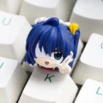 Explore the exclusive Rikka Takanashi artisan resin keycap from various angles, detailing its vibrant Chunibyo anime art for unique keyboard personality.