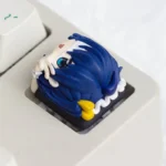 Exclusive Rikka Takanashi artisan resin keycap showcasing vibrant anime character details from multiple artistic angles, perfect for Chunibyo keyboard.