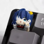 Exclusive Rikka Takanashi artisan keycap, vibrant anime character detailed resin art shown from various angles for keyboard personalization.