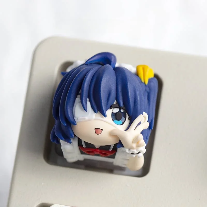 Exclusive Rikka Takanashi Keycap, a vibrant artisan resin art piece for keyboards, showcasing the detailed anime character, perfect for personalization.