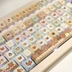 Rilakkuma and Kaoru: Rilakkuma Series Keycap Set, featuring cute characters in a playful, cozy desk aesthetic. A complete set for mechanical keyboard.