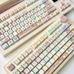 Rilakkuma and Kaoru: Rilakkuma Series Keycap Set displayed beautifully, a complete set with multiple profiles, creating an adorable, cozy, and playful keyboard aesthetic.