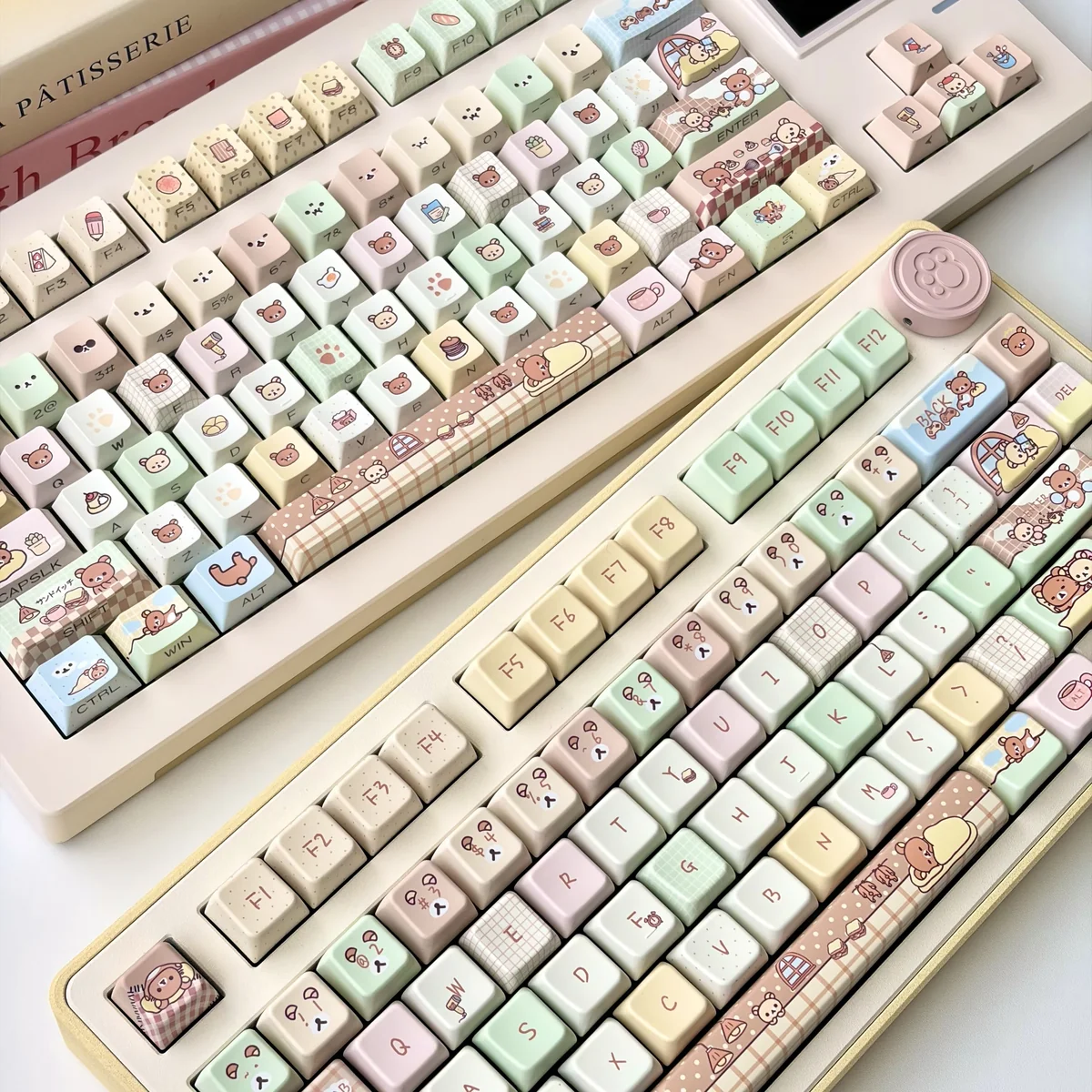 Rilakkuma and Kaoru: Rilakkuma Series Keycap Set displayed beautifully, a complete set with multiple profiles, creating an adorable, cozy, and playful keyboard aesthetic.