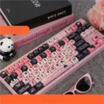 First look at the Sweetheart Black Pink Romantic PBT Keycaps Set, a durable MOA profile set with a charming, playful aesthetic for your keyboard.
