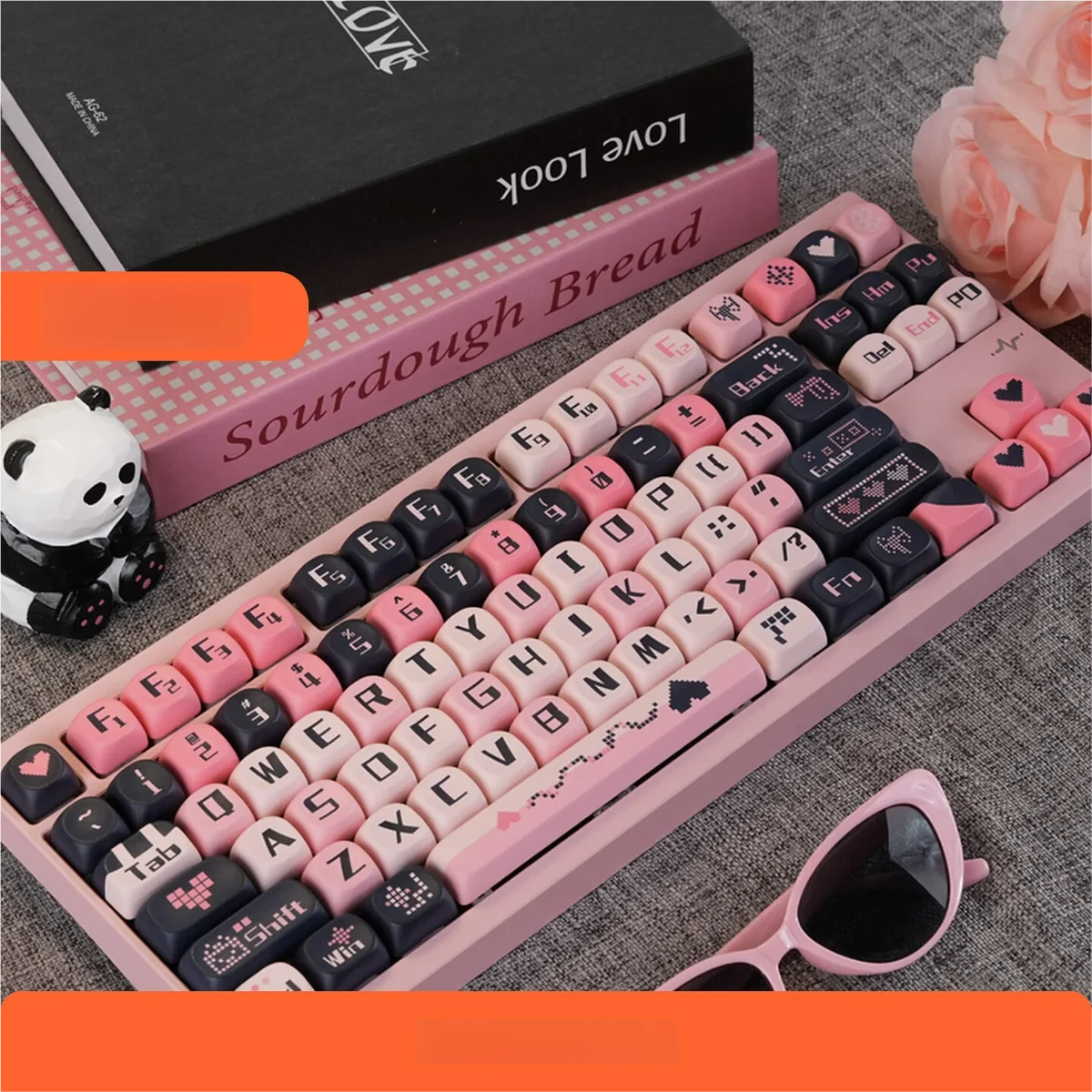 First look at the Sweetheart Black Pink Romantic PBT Keycaps Set, a durable MOA profile set with a charming, playful aesthetic for your keyboard.