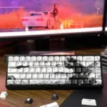 Unique Samurai Ronin PBT Keycaps, artistic monochromatic samurai designs with intricate character art from various angles.