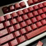 Close-up view of the exquisite Rose Dye-Sub PBT Keycap Set, showcasing the detailed floral design and elegant blooming garden aesthetic from a unique design.