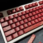 Exquisite Red Rose Keycap Set with 139 dye-sub PBT keys, showcasing elegant floral designs for a sophisticated keyboard aesthetic.