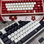 Main display of the Premium Rose Keycaps Set, featuring exquisite PBT Dye-Sub red rose floral designs for a romantic and artistic keyboard.