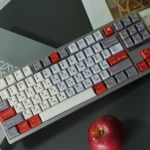 Classic Russian PBT Keycaps Set, Cherry profile, highlighting durable PBT and crisp dye-sublimated legends in sophisticated muted grey, shown from multiple angles.