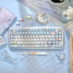 Sacred Mountain Keycaps Set, showcasing distinctive, serene mountain art and ethereal clouds on durable PBT, for an artistic keyboard experience.