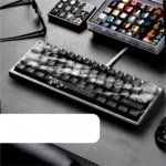 Gallery view of premium Black Sakura PBT keycaps Set from various angles, highlighting the exquisite plum blossom artistry on durable black PBT.