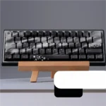 Elegant Black Sakura PBT keycaps set, showcasing delicate plum blossom artistry from various angles. Emphasizes durable PBT material and exquisite details.