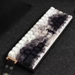 Premium Shadow Side-Engraved Keycaps set, displayed from various angles, revealing sleek Cherry profile and dye-sublimated legends for backlit keyboards.