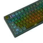 Detailed view of Shallow Dream PBT keycaps set, highlighting their durable construction and artistic ethereal sky design with soft pastel clouds.