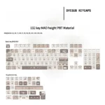 Charming Azukisan Siamese cat head keycap set, featuring warm cream and brown tones, artfully presented in its unique box.