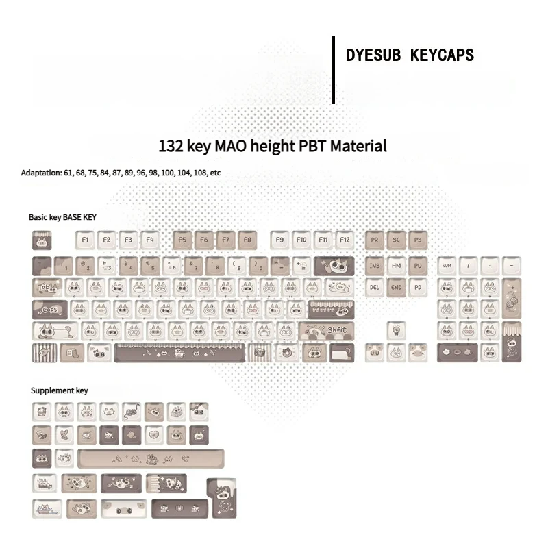 Charming Azukisan Siamese cat head keycap set, featuring warm cream and brown tones, artfully presented in its unique box.