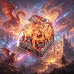 Detailed view of the Smaug dragon resin keycap, showcasing the mythical beast's textured wings and ancient castle base, an exquisite piece of fantasy design.