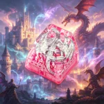 Detailed gallery views of the exquisite artisan Smaug dragon resin keycap, highlighting its intricate scales and fantasy design. A unique piece of epic design.