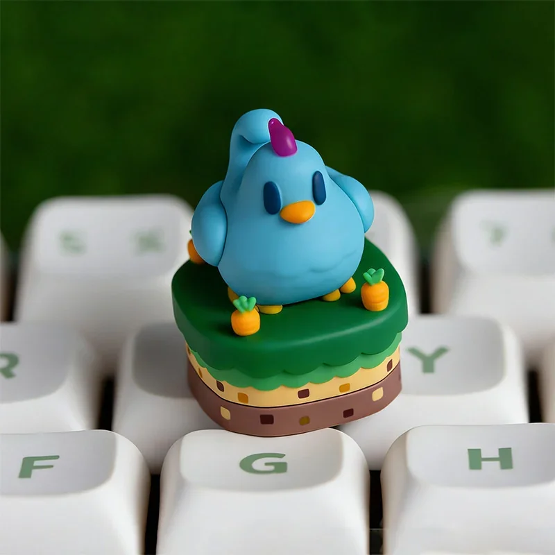 A playful, exclusive Stardew Valley pixel art chicken ESC keycap, shown from various angles, bringing charming farm aesthetics to your gaming setup.