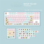 Nostalgic Stardew Valley pixel art PBT Cherry profile keycaps set displayed from multiple angles, highlighting charming characters and vibrant game scenes.