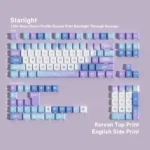 Starlight PBT Keycaps Set featuring luminous Korean legends, showcasing a cosmic wonder design for ergonomic comfort and premium aesthetics.