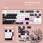 Whimsical Statue of Liberty Girl PBT Keycap Set, unique artistic hues patriotic art. A close-up showing the detailed design of these artistic setup.