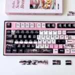 Unique Statue of Liberty PBT keycap set featuring whimsical girl art in a vibrant hues palette. Artistic and patriotic Statue of Liberty keyboard.