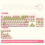 Strawberry Milk Rabbit PBT 122-key set, featuring whimsical bunnies in pastel hues. This adorable variant offers four-sided light transmission.