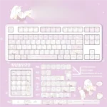 Sweet Strawberry Milkshake PBT Dye-Sub Keycap Set from a fresh angle, featuring adorable pastel pink keys and playful dessert graphics.