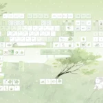 Summer Rain PBT keycaps, serene Cherry set. Durable PBT with soft ethereal gradients and fluid rain patterns, shown from multiple artistic angles.