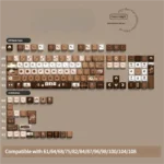 Premium PBT Dye-Sub Sushi Roll 129-key set, Cherry height, with artistic side-printed translucent characters for a delightful Japanese sushi design.