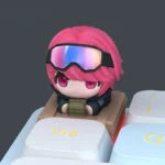 A detailed view of the Toxik Delta Force handcrafted resin artisan ESC keycap, showcasing its intricate military-themed sculpture and dark, tactical design.