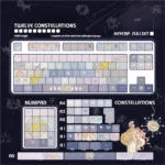 A close-up view of the unique Twelve Constellation PBT keycaps set, showcasing their intricate artistry and ethereal, dreamy aesthetic.